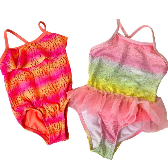 OP Other - OP & Wonder Nation Girls 3T Baby girl Bundle One Piece bathing suits x2 0294